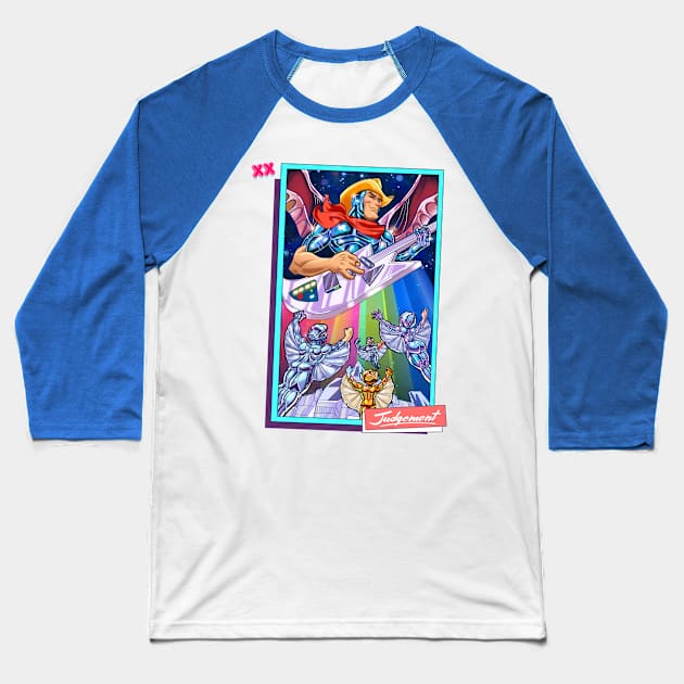 Saturday Morning Tarot XX The World Baseball T-Shirt by K-Bo.